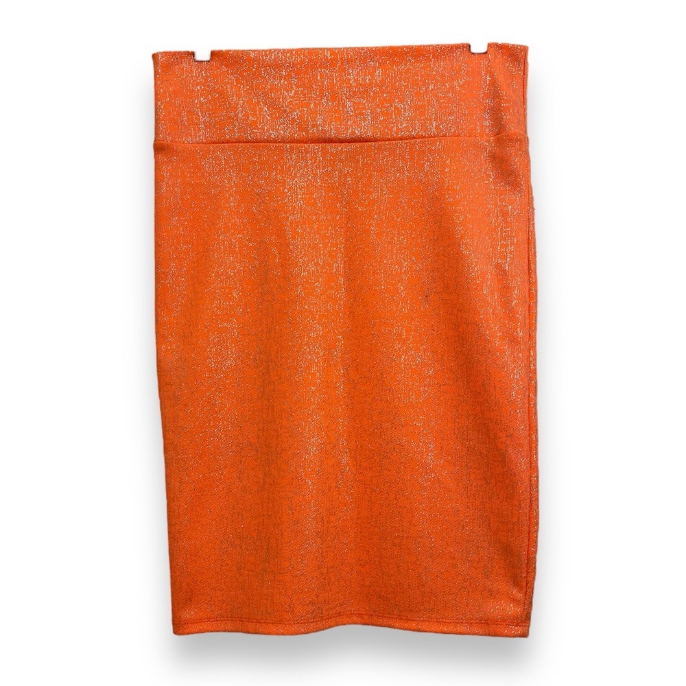 LuLaRoe - Sparkly Orange Midi Pencil Skirt Size M